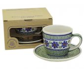 Cup + saucer in a cardx - Polish pottery